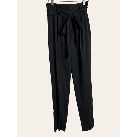 Milly Sevilla Black High Waist Belted Tie Waist Trouser Pants Size 4 - Picture 4 of 11